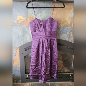 Priscilla of Boston Purple Silk Sweetheart Midi Length Formal Bridesmaid Dress 2